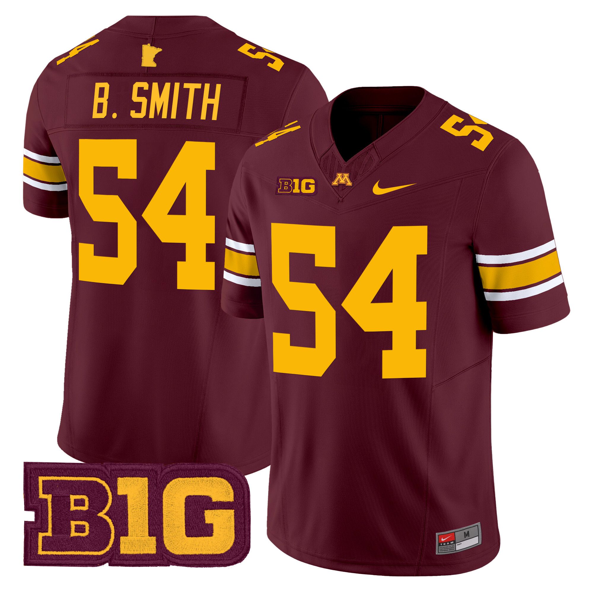 Men Minnesota Golden Gophers #54 B.Smith Red Nike 2024 Vapor Limited NCAA Jersey style 1